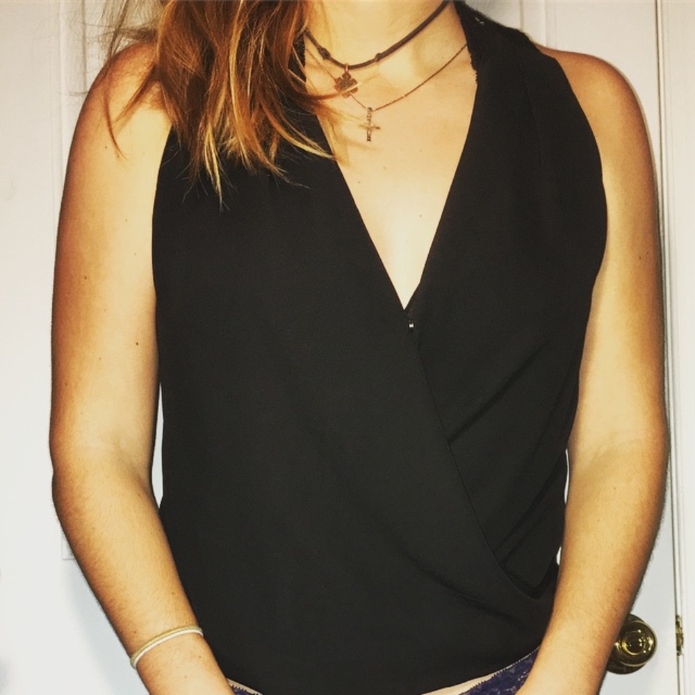 Deep V-Neck Lace Back Tank